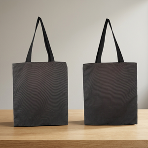 Sac fourre-tout en toile de coton noir personnalisé avec poignées longues pour le shopping quotidien, impression de logo sur mesure - Product Image 2