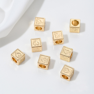 Titanium Steel Non-tarnish 8mm 26 Letter square Dice Embossed 14K Gold Plated Spacer Beads Handmade Beaded Bracelet Necklace <strong>Bag</strong> - Product Image 3