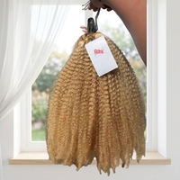 Extensioni di capelli umani Afro Kinky a doppia trama 4C, bundle di capelli umani grezzi, extension all'ingrosso colore 613