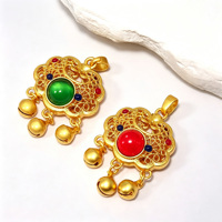 Pendentifs Breloques en Alliage de Zinc, Motif Fu, Serrure Ruyi, Clochette, Pompon, Filigrane Creux, Nouveau Style Chinois pour la Création de Colliers et Bijoux DIY