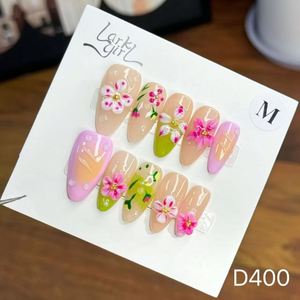 ขายส่งเล็บปลอมอะคริลิคแบบกดติด รุ่นใหม่ล่าสุด ทรงส้นเข็ม/อัลมอนด์ ประดับดอกไม้ 3 มิติ 10 ชิ้น ใช้ซ้ำได้ งานแฮนด์เมด พร้อมกาว - Product Image 5