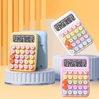 Calculadora Mecánica de 12 Dígitos, Papelería de Escritorio de Oficina en Atractivos Objetos Decorativos de Color Caramelo, 1 Unidad