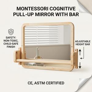 Jouets Montessori en bois, miroir <span class=keywords><strong>à</strong></span> tirer <span class=keywords><strong>pour</strong></span> <span class=keywords><strong>bébé</strong></span> avec barre réglable, miroir sensoriel <span class=keywords><strong>pour</strong></span> la découverte de soi des nourrissons, miroir <span class=keywords><strong>pour</strong></span> les tout-petits, apprentissage précoce - Product Image 2