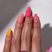 Venta al por mayor: 24 Uñas Postizas Largas Tipo Ataúd/Bailarina de Lujo con Cobertura Completa, Set de Arte de Uñas con Adhesivos, Personalización OEM ODM