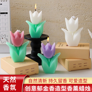 Tulip Scented Candle Flower Shape Soybean Mixed Wax Home Decoration Valentine's Day Gift - Product Image 3