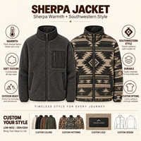 Veste d'hiver réversible pour homme en sherpa, manteau en polaire tissé géométrique, fermeture éclair intégrale, décontracté, pour l'extérieur, fournisseur de vêtements OEM ODM
