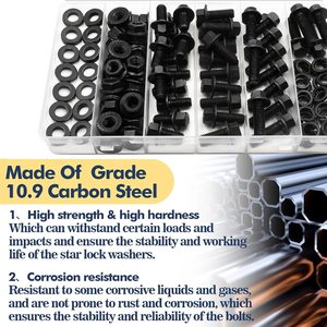 M8 <b>Flange</b> <b>Bolts</b> Nuts Washers Kit 10.9 Grade Carbon Steel Black Coated For Construction - Product Image 1