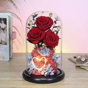 TC ฝาครอบแก้วดอกกุหลาบดอกไม้นิรันดร์ของขวัญวันวาเลนไทน์สำหรับผู้หญิงที่เก็บรักษาดอกไม้สำเร็จ - Product Image 2