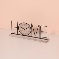 Jam sunyi meja cinta alfabet, kawat logam kreatif geometris Modern untuk ornamen dekorasi seni Desktop
