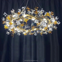 Lustre en cristal avec cadre entièrement en cuivre, lampe en forme de fleur, décoration d'intérieur, lustre de luxe sur mesure, fabrication de lustres