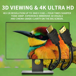 Cable HDMI 2.0 de Alta Velocidad 4K Ultra HD 3D, Conector Chapado en Oro, Cable de PVC Negro para Monitor HDTV, Proyector - Product Image 3