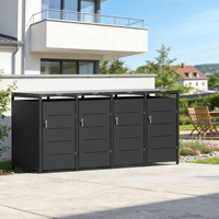 Poubelle extérieure moderne de luxe en métal sur pied avec ressorts à gaz à fermeture douce, construction robuste