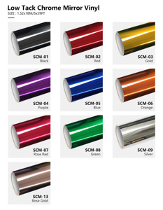 1.52X18M Amovible <span class=keywords><strong>PVC</strong></span> Chrome Miroir Car Wrapping Vinyl Foil Auto Color Change Self Healing Anti Scratch UV Proof Bodyguard for - Product Image 6