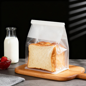 ถุงขนมปังแบบตั้งได้ ผลิตจากกระดาษคราฟท์ ปิดผนึกได้ ป้องกันความชื้น เป็นมิตรกับสิ่งแวดล้อม ใช้สำหรับใส่ขนมหวานและขนมอบ พร้อมหูหิ้วแบบริบบิ้น ปรับแต่งได้ตามต้องการ - Product Image 1