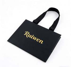 Bolsas de Compra de Papel Negro Reciclado Personalizadas para Ropa, Embalaje de Regalos Promocionales, con su Propio Logotipo, Venta al por Mayor, Bolsas de Papel Kraft Personalizadas con Asas - Product Image 4