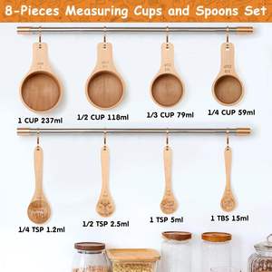 Madera de haya, 8 piezas, accesorios de cocina, bonitas <span class=keywords><strong>tazas</strong></span> <span class=keywords><strong>medidoras</strong></span> y cucharas <span class=keywords><strong>medidoras</strong></span> <span class=keywords><strong>para</strong></span> ingredientes secos, taza medidora y cuchara <span class=keywords><strong>para</strong></span> <span class=keywords><strong>dieta</strong></span> - Product Image 3