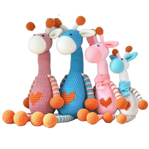 Sonajeros de <span class=keywords><strong>jirafa</strong></span> de ganchillo para bebé, hilo de algodón 100%, juguetes de peluche, venta al por mayor - Product Image 1