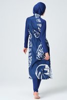 MOTIVE FORCE Nouveau Burkini de bain pour femme, longueur au-dessus du genou, imprimé feuilles, couvrant intégralement, avec fermeture éclair et taille à cordon de serrage