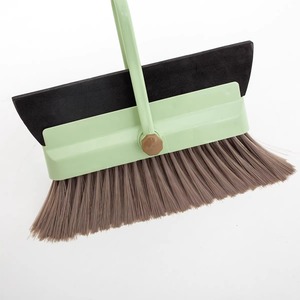 Dustpan And Broom Set Large Nylon Bristle Steel Handle For Home Floor Cleaning Beige Green - Product Image 4