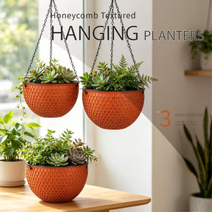 Jardinière suspendue auto-arrosante en nid d'abeille avec chaîne, pot de fleurs en plastique durable avec drainage, <span class=keywords><strong>pour</strong></span> intérieur, extérieur, <span class=keywords><strong>balcon</strong></span>, maison, jardin - Product Image 3