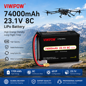 Batterie Li-ion de qualité industrielle 74000mAh 23.1V 8C pour drone de livraison ou de lutte contre les incendies, taux de décharge élevé, service OEM, prise personnalisée - Product Image 1