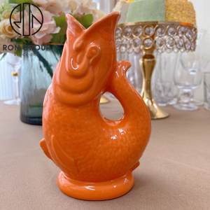 Jarrón de flores decorativo de buena calidad, taza <span class=keywords><strong>tiki</strong></span> de cerámica con forma de pez naranja - Product Image 1