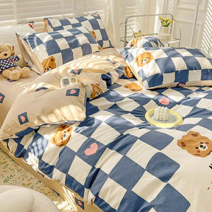 ปลอกผ้านวมสำหรับห้องนอนเด็กลายสัตว์การ์ตูนผ้าคอตตอนแท้นุ่ม3ชิ้น - Product Image 3