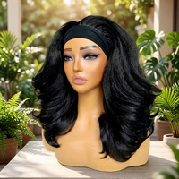 Perruque Bandeau Synthétique Luxe KEMY HAIR Texture Yaki Boucle Française Cheveux Naturels Perruques Synthétiques Fluffy Personnalisées pour Femmes Noires