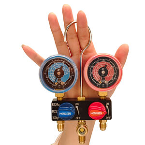 홍센 미니 에어컨 매니폴드 게이지 세트, R134a/R22/R410a/R32 냉매 호환 - 화씨 스케일 맞춤 가능 - Product Image 1