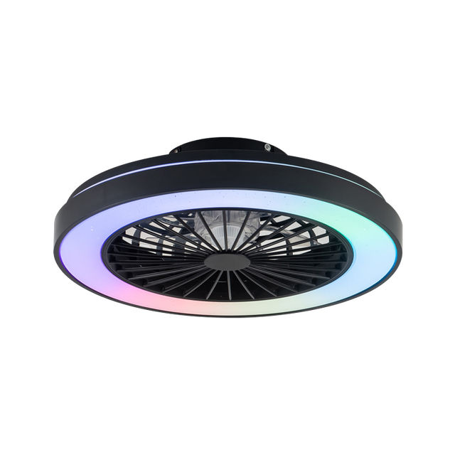 Modern 19-inch RGB LED Ceiling Fan with Light Reversible BLDC Motor ABS Body 6-Speed Remote APP Control for Living Room Bedroom