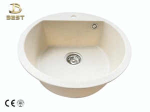 Nhà máy tổng hợp thạch anh kem-màu hình bầu dục hiện đại Bồn Rửa Nhà Bếp <span class=keywords><strong>Granite</strong></span> kết thúc Drop-in cài đặt khả năng chịu nước cho biệt thự - Product Image 2