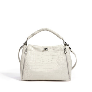 Sacs à main en cuir pleine fleur gaufré crocodile, sacs à bandoulière en cuir véritable pour femmes, sac polyvalent à porter en travers du corps avec poignée tressée - Product Image 3