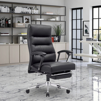 Échantillons gratuits Chaise de patron en cuir noir Vente en gros avec repose-jambes Mobilier de bureau de travail Gestion d'usine Chaises en cuir de bureau du PDG
