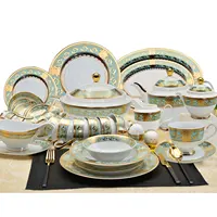 98 шт. тисненые золотые керамические с золотым фарфором, 12 человек, посуда, роскошные китайские обеденные наборы, посуда