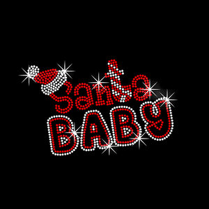 Santa Baby Rhinestone Transfer Prensa de calor Diseño de diamantes de imitación Hierro en piedra de cristal para Feliz Navidad - Product Image 1