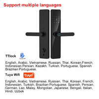 Serrure de porte intelligente semi-automatique connectée Tuya WiFi TTlock avec carte d'identité, mémoire, empreinte digitale et mot de passe, en aluminium