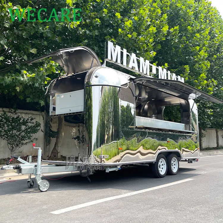 WECARE Customized Multifunctional Street Mobile Coffee Bar Vending Trailer Ice Cream Fast Food Truck with Full Kitchen Equipment