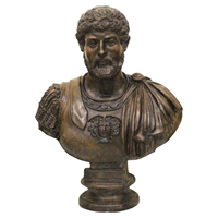 Buste d'empereur romain Hadrien en bronze artisanal pour collection d'art