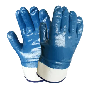 HTR guanti protettivi individuali multiuso in puro cotone foderati in Nitrile blu Super morbidi resistenti all'olio