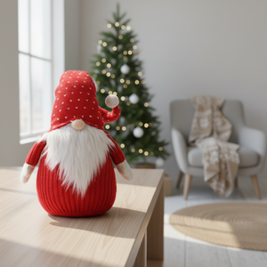 Gnomo Navideño de Fábrica con Gorro de Corazón Tejido, Muñeco de Peluche Rojo para Decoración Festiva - Product Image 2