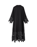 Robe de matin élégante en dentelle pour femme, col en V, longueur cheville, manches longues, coupe ample, perlée, anti-plis, Abaya musulmane pour le Moyen-Orient
