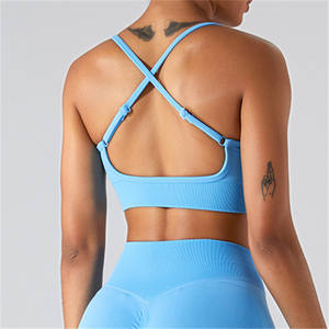 Venta al por mayor Running Fitness Tops a prueba de golpes Push up deporte ropa interior sin costuras correas cruzadas mujeres gimnasio Yoga sujetadores - Product Image 5
