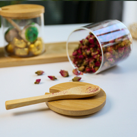 Ensemble de pots à épices en verre et bambou, salière et poivrière avec plateau et cuillère, boîte de rangement pour épices avec couvercle