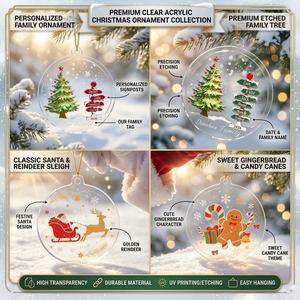 Custom Clear Round Acrylic Christmas Ornaments Cute Gingerbread Man UV Printed Hanging <b>Baubles</b> for Xmas Tree Decor - Product Image 2