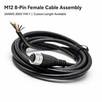 Kabel Konektor Sirkular Berkode A 8-Pole M8, Lurus Jantan/Betina, Kabel Sensor & Aktuator Industri Tahan Air IP67