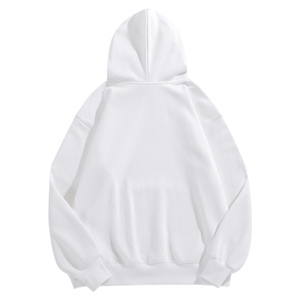 Sudadera con Capucha Blanca Extra Grande para Hombre, Manga Larga, Color Sólido, Casual, con Bolsillo, Tejido de Felpa Francesa, para Otoño - Product Image 2