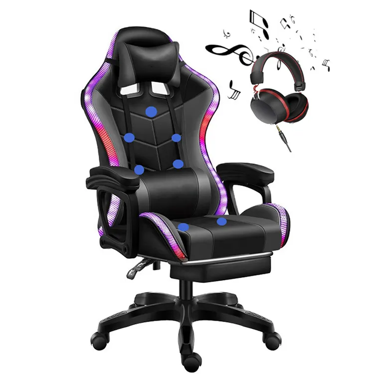 Computer Gaming Chairs RGB Game Living Massage Chair PC for E-sports Sillas Gamer Office Chair Customized Leather PU Modern