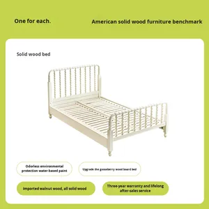 Pháp-phong cách rắn gỗ gụ gỗ trẻ em của giường với mở rộng lưu trữ kem trắng giường đôi cho cô gái 'công chúa thiết kế - Product Image 6