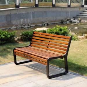Banco de exterior de Ciudad de mobiliario urbano en stock bancos de asiento de parque de metal con patas de aluminio fundido y listones de madera dura <span class=keywords><strong>Jatoba</strong></span> - Product Image 6