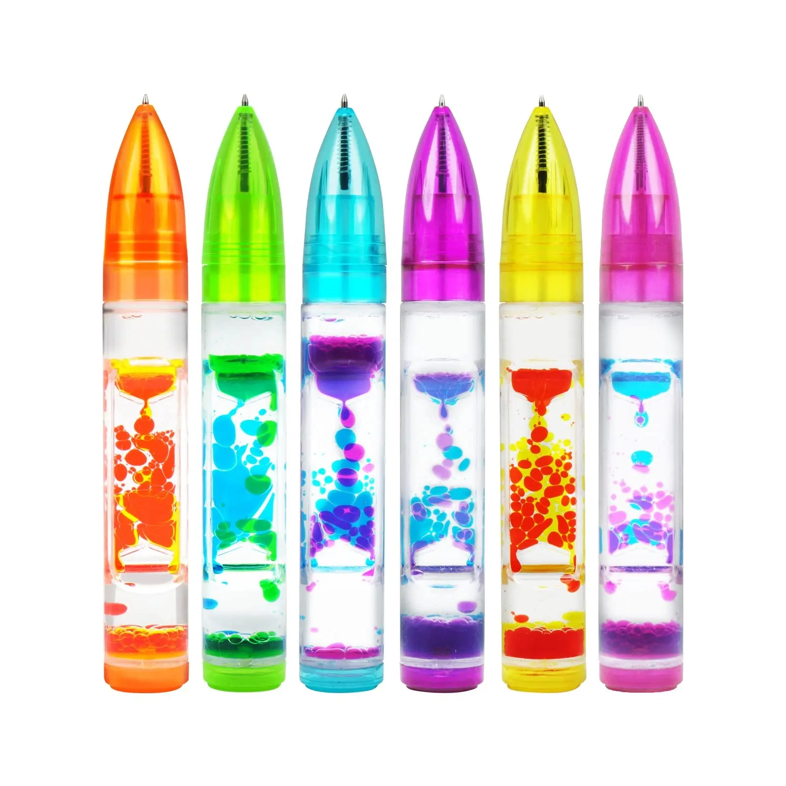 Neuer Liquid Motion Pen Liquid Timer Pen Mehrfarbiger Zappel stift für Kinderspiel zeug